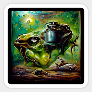 Abstract Two Frogs In Swamp A.I. Generated Sticker